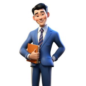 3d character illustration of business man asia, wearing retro, full body, cartoon, low detail on white background --ar 2:3